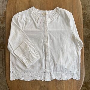 NWT Lucky Brand White Women's Blouse with Eyelet Detail - Size M
